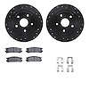 8512-13013 Drilled/Slotted Brake Rotors w/5000 Advanced Brake Pads Kit & Hardware [Black], 1992-1997 Subaru, Position: Rear - image 1