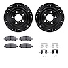 8512-13024 Drilled/Slotted Brake Rotors w/5000 Advanced Brake Pads Kit & Hardware [Black], 1998-2003 Subaru, Position: Rear - image 1