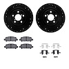 8512-13025 Drilled/Slotted Brake Rotors w/5000 Advanced Brake Pads Kit & Hardware [Black], 2000-2006 Subaru, Position: Rear - image 1