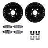 8512-13026 Drilled/Slotted Brake Rotors w/5000 Advanced Brake Pads Kit & Hardware [Black], 2005-2009 Subaru, Position: Rear - image 1