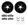 8512-13034 Drilled/Slotted Brake Rotors w/5000 Advanced Brake Pads Kit & Hardware [Black], 2016-2019 Subaru, Position: Front - image 1