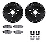 8512-13041 Drilled/Slotted Brake Rotors w/5000 Advanced Brake Pads Kit & Hardware [Black], 2008-2015 Subaru, Position: Rear - image 1