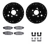 8512-13043 Drilled/Slotted Brake Rotors w/5000 Advanced Brake Pads Kit & Hardware [Black], Fits Select Subaru, Position: Rear - image 1