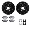 8512-13044 Drilled/Slotted Brake Rotors w/5000 Advanced Brake Pads Kit & Hardware [Black], 2018-2019 Subaru, Position: Front - image 1