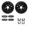 8512-13046 Drilled/Slotted Brake Rotors w/5000 Advanced Brake Pads Kit & Hardware [Black], 2006-2014 Subaru, Position: Rear - image 1