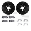 8512-13049 Drilled/Slotted Brake Rotors w/5000 Advanced Brake Pads Kit & Hardware [Black], Fits Select Subaru, Position: Front - image 1