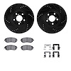 8512-13051 Drilled/Slotted Brake Rotors w/5000 Advanced Brake Pads Kit & Hardware [Black], 2010-2020 Multiple Makes/Models, Posi - image 1