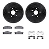 8512-13052 Drilled/Slotted Brake Rotors w/5000 Advanced Brake Pads Kit & Hardware [Black], 1992-1997 Subaru, Position: Front
