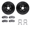 8512-13055 Drilled/Slotted Brake Rotors w/5000 Advanced Brake Pads Kit & Hardware [Black], Fits Select Subaru, Position: Front - image 1
