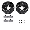 8512-16006 Drilled/Slotted Brake Rotors w/5000 Advanced Brake Pads Kit & Hardware [Black], 1991-1995 Alfa Romeo, Position: Rear - image 1