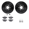 8512-16008 Drilled/Slotted Brake Rotors w/5000 Advanced Brake Pads Kit & Hardware [Black], 2017-2021 Alfa Romeo, Position: Rear - image 1