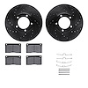 8512-20001 Drilled/Slotted Brake Rotors w/5000 Advanced Brake Pads Kit & Hardware [Black], 1973-1997 Jaguar, Position: Front