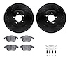 8512-20013 Drilled/Slotted Brake Rotors w/5000 Advanced Brake Pads Kit & Hardware [Black], 2006-2010 Jaguar, Position: Front - image 1