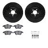 8512-20016 Drilled/Slotted Brake Rotors w/5000 Advanced Brake Pads Kit & Hardware [Black], 2013-2015 Jaguar, Position: Front - image 1