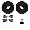 8512-20017 Drilled/Slotted Brake Rotors w/5000 Advanced Brake Pads Kit & Hardware [Black], 2013-2019 Jaguar, Position: Front - image 1
