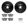 8512-20019 Drilled/Slotted Brake Rotors w/5000 Advanced Brake Pads Kit & Hardware [Black], 2010-2015 Jaguar, Position: Rear - image 1
