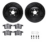 8512-20020 Drilled/Slotted Brake Rotors w/5000 Advanced Brake Pads Kit & Hardware [Black], 2010-2017 Jaguar, Position: Rear - image 1