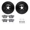 8512-20021 Drilled/Slotted Brake Rotors w/5000 Advanced Brake Pads Kit & Hardware [Black], 2013-2015 Jaguar, Position: Rear - image 1