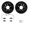8512-20040 Drilled/Slotted Brake Rotors w/5000 Advanced Brake Pads Kit & Hardware [Black], 1987-1989 Jaguar, Position: Rear - image 1