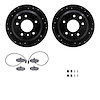 8512-20041 Drilled/Slotted Brake Rotors w/5000 Advanced Brake Pads Kit & Hardware [Black], 1987-1987 Jaguar, Position: Rear - image 1
