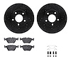 8512-20062 Drilled/Slotted Brake Rotors w/5000 Advanced Brake Pads Kit & Hardware [Black], 1997-2001 Jaguar, Position: Front - image 1