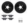 8512-20068 Drilled/Slotted Brake Rotors w/5000 Advanced Brake Pads Kit & Hardware [Black], 1998-2006 Jaguar, Position: Front - image 1