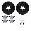 8512-20094 Drilled/Slotted Brake Rotors w/5000 Advanced Brake Pads Kit & Hardware [Black], 2009-2015 Jaguar, Position: Front - image 1