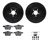 8512-20096 Drilled/Slotted Brake Rotors w/5000 Advanced Brake Pads Kit & Hardware [Black], 2014-2021 Jaguar, Position: Front - image 1