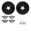 8512-20099 Drilled/Slotted Brake Rotors w/5000 Advanced Brake Pads Kit & Hardware [Black], 2010-2019 Jaguar, Position: Front - image 1