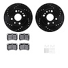 8512-21000 Drilled/Slotted Brake Rotors w/5000 Advanced Brake Pads Kit & Hardware [Black], 1994-2002 Multiple Makes/Models, Posi - image 1