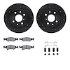 8512-21001 Drilled/Slotted Brake Rotors w/5000 Advanced Brake Pads Kit & Hardware [Black], 1994-2000 Kia/Hyundai/Genesis, Positi - image 1