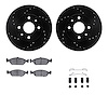 8512-21005 Drilled/Slotted Brake Rotors w/5000 Advanced Brake Pads Kit & Hardware [Black], 1994-2000 Kia/Hyundai/Genesis, Positi - image 1
