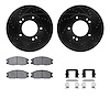 8512-21009 Drilled/Slotted Brake Rotors w/5000 Advanced Brake Pads Kit & Hardware [Black], 2003-2006 Kia/Hyundai/Genesis, Positi - image 1