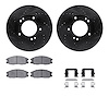 8512-21011 Drilled/Slotted Brake Rotors w/5000 Advanced Brake Pads Kit & Hardware [Black], 2007-2009 Kia/Hyundai/Genesis, Positi - image 1