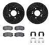 8512-21016 Drilled/Slotted Brake Rotors w/5000 Advanced Brake Pads Kit & Hardware [Black], 2010-2011 Kia/Hyundai/Genesis, Positi - image 1