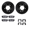 8512-21019 Drilled/Slotted Brake Rotors w/5000 Advanced Brake Pads Kit & Hardware [Black], 2003-2006 Kia/Hyundai/Genesis, Positi - image 1