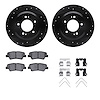 8512-21022 Drilled/Slotted Brake Rotors w/5000 Advanced Brake Pads Kit & Hardware [Black], 2018-2020 Kia/Hyundai/Genesis, Positi - image 1