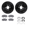 8512-21026 Drilled/Slotted Brake Rotors w/5000 Advanced Brake Pads Kit & Hardware [Black], Fits Select Kia/Hyundai/Genesis, Posi - image 1
