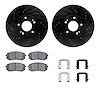 8512-21027 Drilled/Slotted Brake Rotors w/5000 Advanced Brake Pads Kit & Hardware [Black], 2015-2017 Kia/Hyundai/Genesis, Positi - image 1