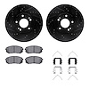 8512-21028 Drilled/Slotted Brake Rotors w/5000 Advanced Brake Pads Kit & Hardware [Black], 2018-2019 Kia/Hyundai/Genesis, Positi - image 1
