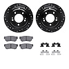8512-21030 Drilled/Slotted Brake Rotors w/5000 Advanced Brake Pads Kit & Hardware [Black], 2004-2006 Kia/Hyundai/Genesis, Positi - image 1
