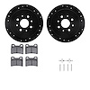 8512-21055 Drilled/Slotted Brake Rotors w/5000 Advanced Brake Pads Kit & Hardware [Black], 1995-1997 Kia/Hyundai/Genesis, Positi - image 1