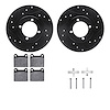 8512-22001 Drilled/Slotted Brake Rotors w/5000 Advanced Brake Pads Kit & Hardware [Black], 1968-1973 Opel, Position: Front - image 1