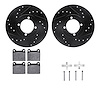 8512-22004 Drilled/Slotted Brake Rotors w/5000 Advanced Brake Pads Kit & Hardware [Black], 1974-1974 Opel, Position: Front - image 1