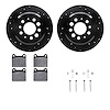 8512-27001 Drilled/Slotted Brake Rotors w/5000 Advanced Brake Pads Kit & Hardware [Black], 1967-1974 Volvo, Position: Rear - image 1