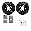 8512-27009 Drilled/Slotted Brake Rotors w/5000 Advanced Brake Pads Kit & Hardware [Black], 1975-1997 Volvo, Position: Rear
