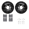 8512-27010 Drilled/Slotted Brake Rotors w/5000 Advanced Brake Pads Kit & Hardware [Black], 1974-1975 Volvo, Position: Rear - image 1