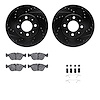 8512-27019 Drilled/Slotted Brake Rotors w/5000 Advanced Brake Pads Kit & Hardware [Black], 1993-1995 Volvo, Position: Front - image 1