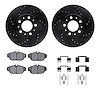 8512-27021 Drilled/Slotted Brake Rotors w/5000 Advanced Brake Pads Kit & Hardware [Black], 1995-1998 Volvo, Position: Front - image 1