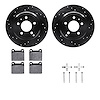 8512-27023 Drilled/Slotted Brake Rotors w/5000 Advanced Brake Pads Kit & Hardware [Black], 1996-2004 Volvo, Position: Rear - image 1